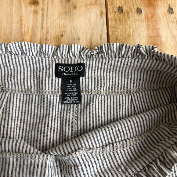 Soho Apparel Ticking Stripe Pencil Skirt Vintage Style M Linen Blend - Picture 4 of 5